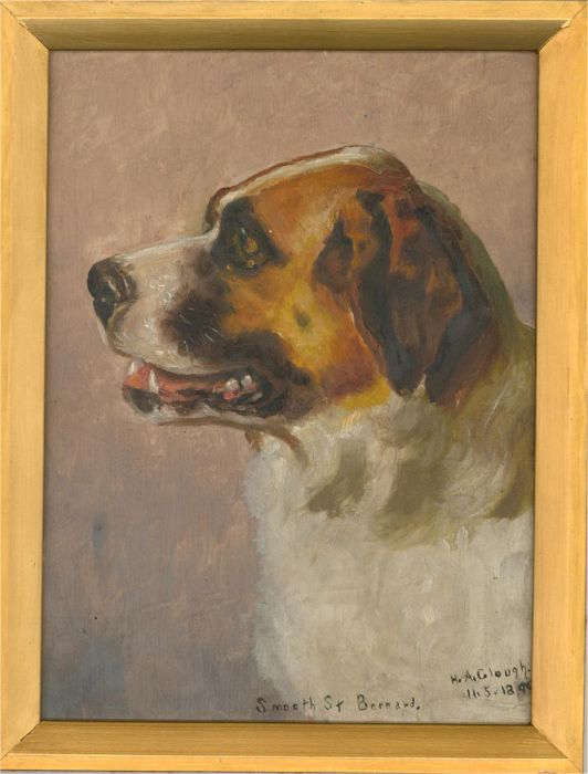 H.A. Clough - 1890 Oil, Smooth St. Bernard