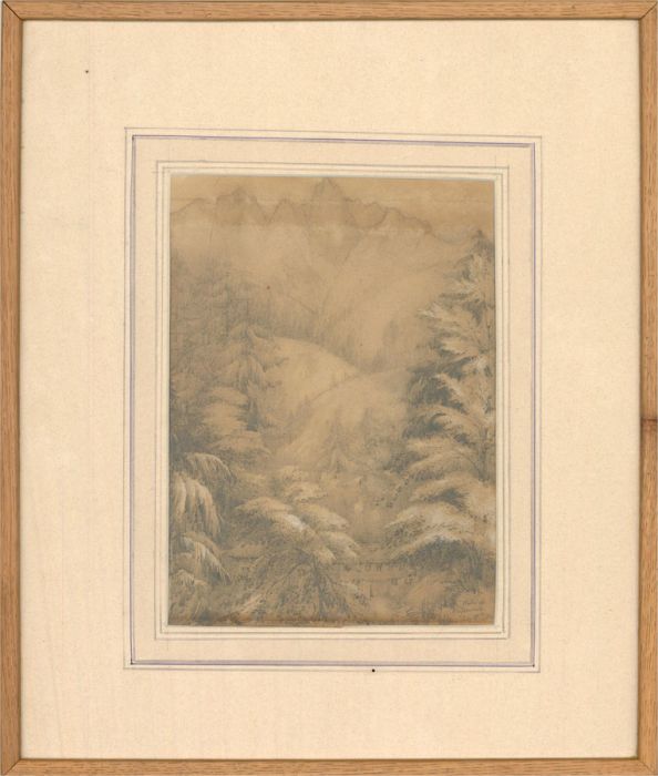 Manner of John Ruskin - 1846 Graphite Drawing, The Weissenburg Bath House