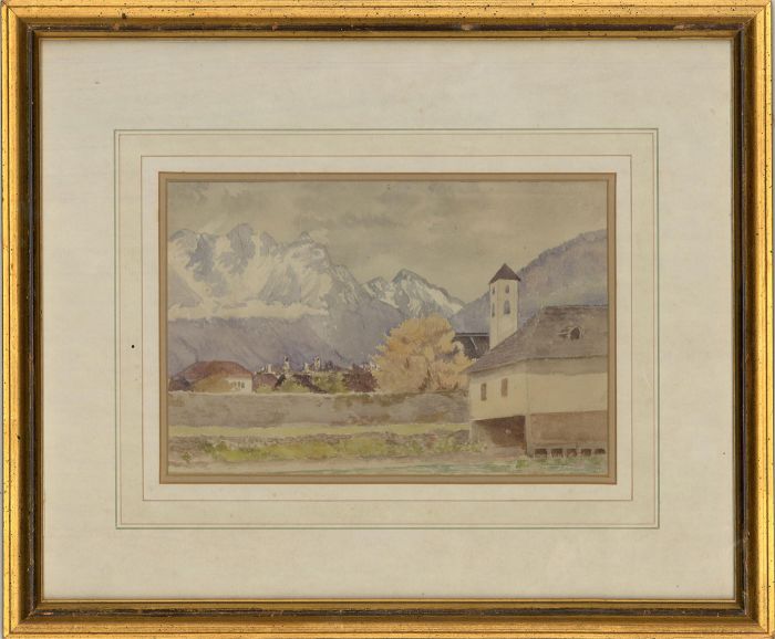 1886 Watercolour - The Isel River Through Lienz