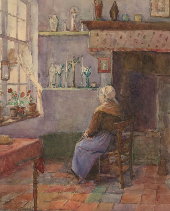 Lilien Reynolds - Early 20th Century Watercolour, A Quiet Moment