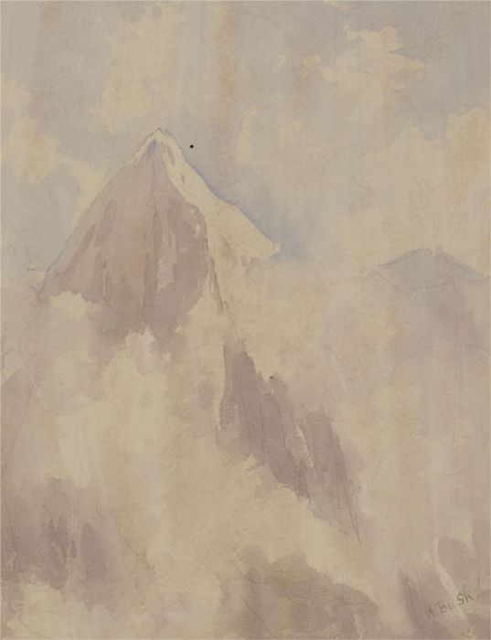 Mary Busk (fl.1920s) - Early 20th Century Watercolour, Mountain Peak