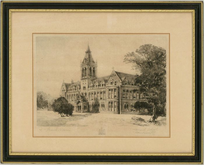Frank Norris - Early 20th Century Etching, Emmanuel School, Wandsworth