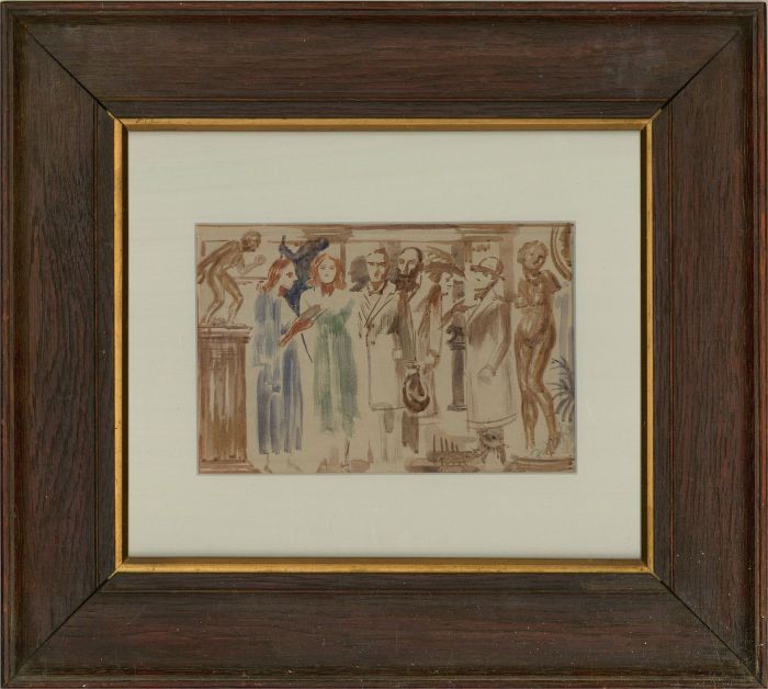 T. F. Yorke - c. 1930 Watercolour, At The Exhibition