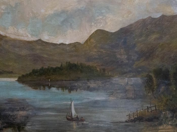 Early 20th Century Oil - Sailing in the Mountains