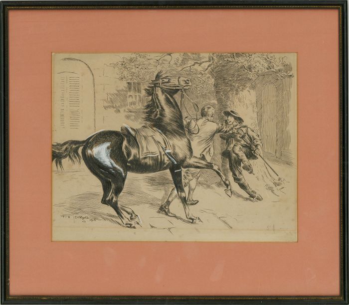 Frederick Henry Townsend (1868–1920) - 1903 Pen and Ink Drawing, Surprise Attack