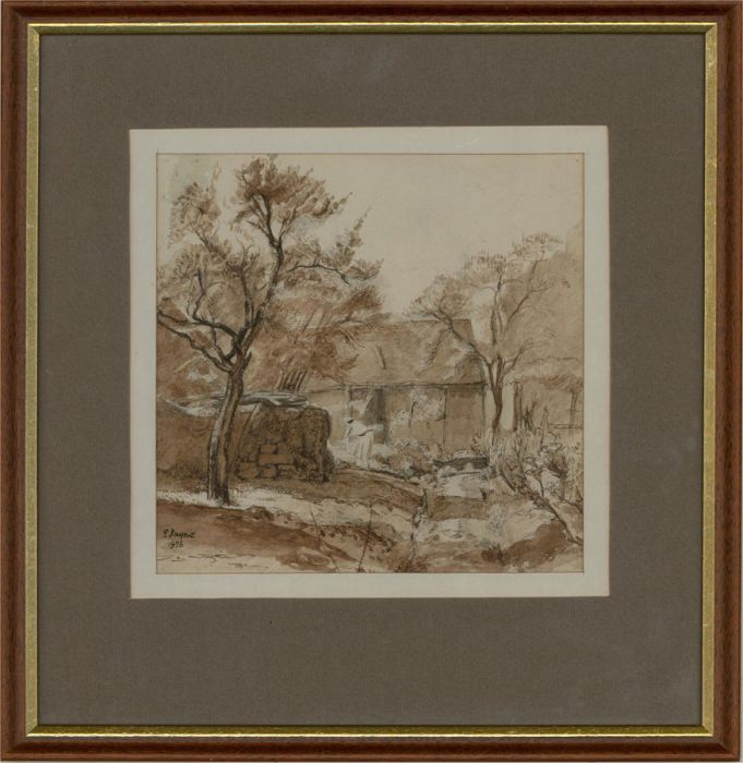 E. Payne - 1926 Watercolour, Gardening