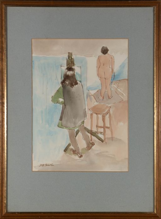 Andrew Freeth (1912-1986) - Signed 20th Century Watercolour, Artist and Model