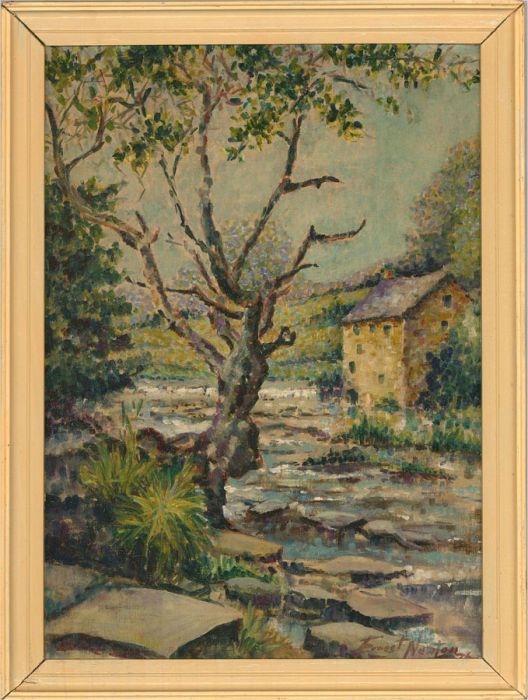 Ernest Newton - 1976 Oil, The Old Mill, Barnard Castle