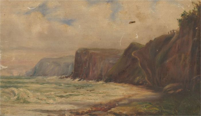For Restoration - W.J. Sutton - 1893 Oil, Sandown Bay, Isle of Wight