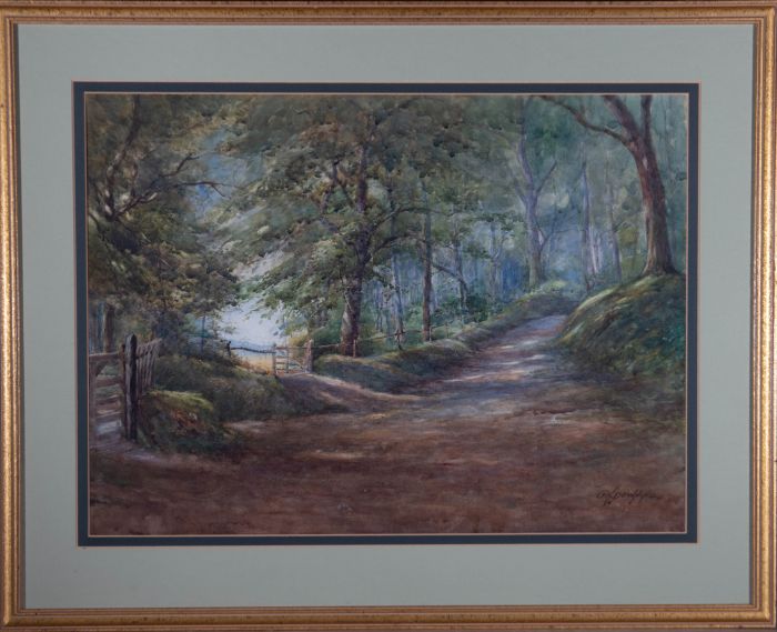 George Henry Downing (1878-1940) - Signed Watercolour, Woodland Path