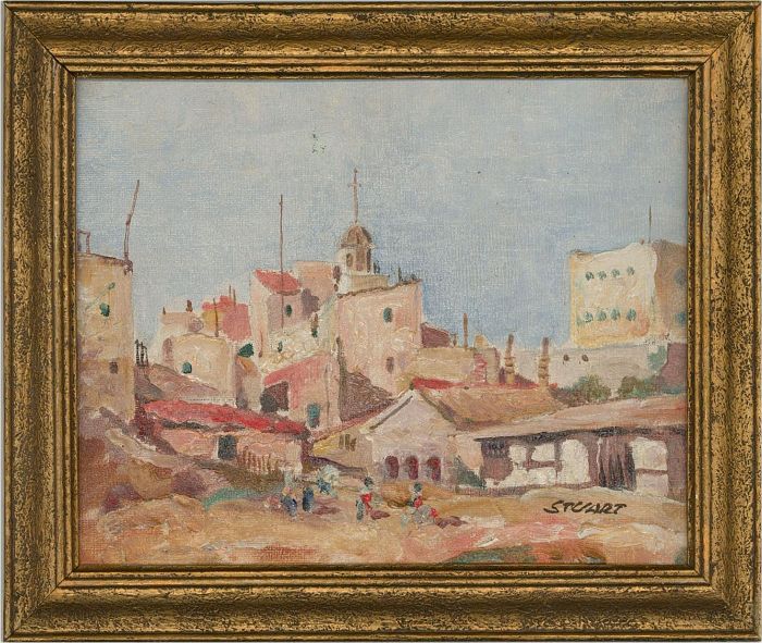Stuart - Signed Mid 20th Century Oil, Middle Eastern Town
