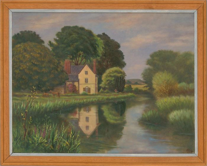 A.J. Downham - 2002 Oil, By Yazor Brook, Hereford