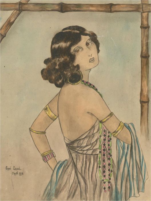 Ethel Esme Church - Signed 1925 Watercolour, Portrait of a Woman