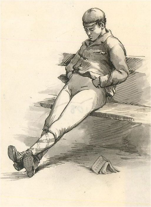 Early 20th Century Pen and Ink Drawing - Figure on the Step