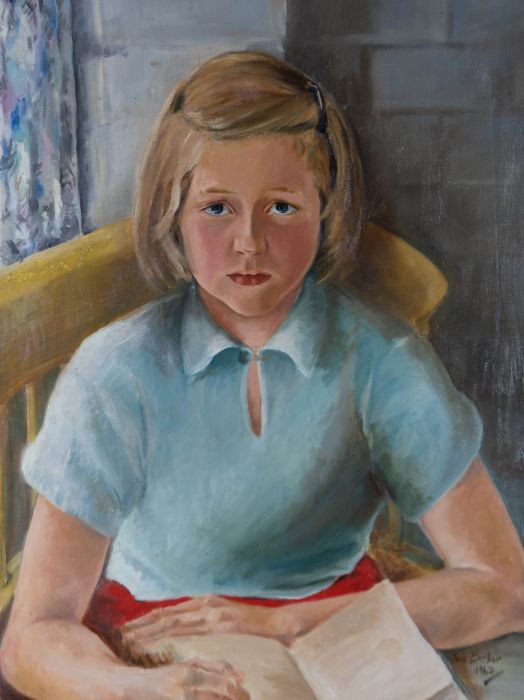 June Conning Barker - 1962 Oil, Portrait of a Girl