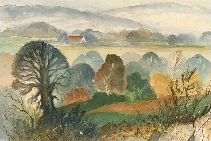 Louis Valentine - Mid 20th Century Watercolour, Countryside Scene
