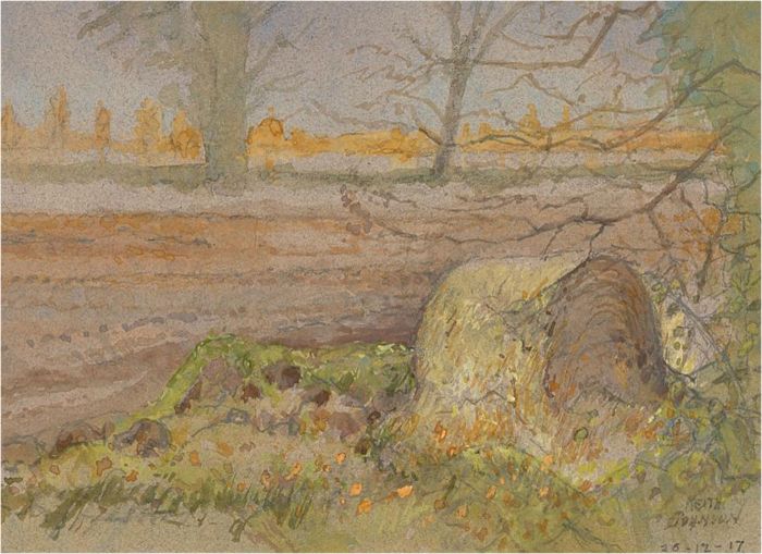 Keith Johnson (1931-2018) - 2017 Watercolour, A Bale of Hay