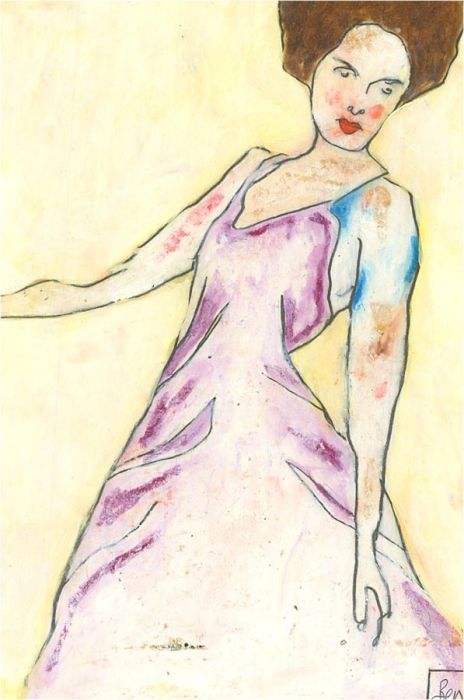 Ben Carrivick - Contemporary Oil, White and Purple Dress