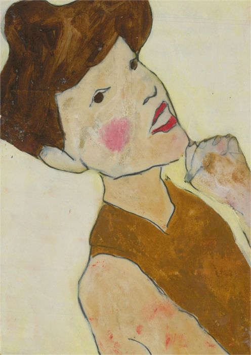 Ben Carrivick - Contemporary Oil, Rosy Cheeks and Mustard Yellow Dress