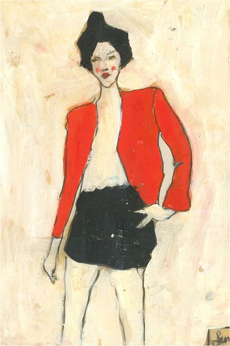 Ben Carrivick - Contemporary Oil, Red Blazer and Black Skirt