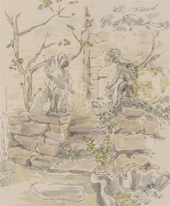 Jill Dickin - Contemporary Watercolour, A Garden Scene