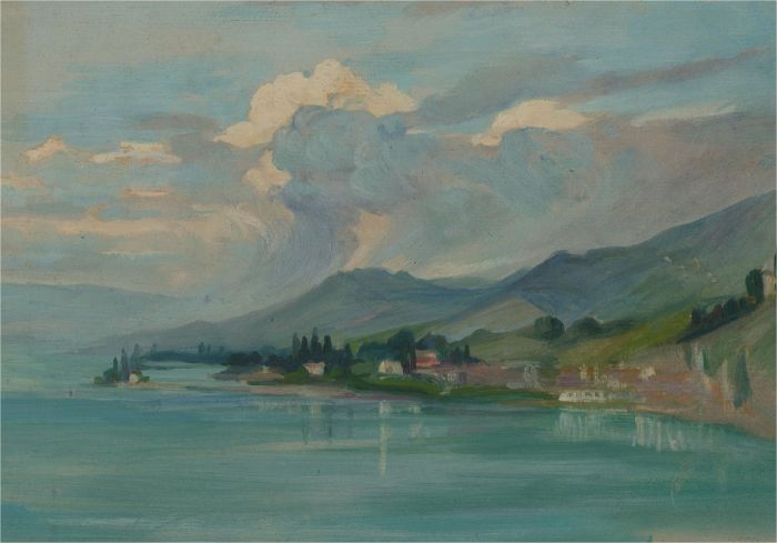 Early 20th Century Oil - Lake of Geneva