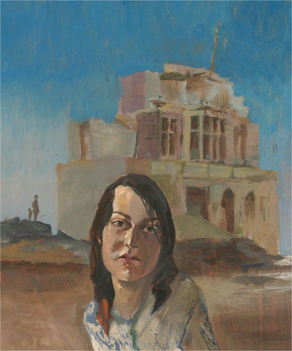 1988 Oil - Woman and A Ruin