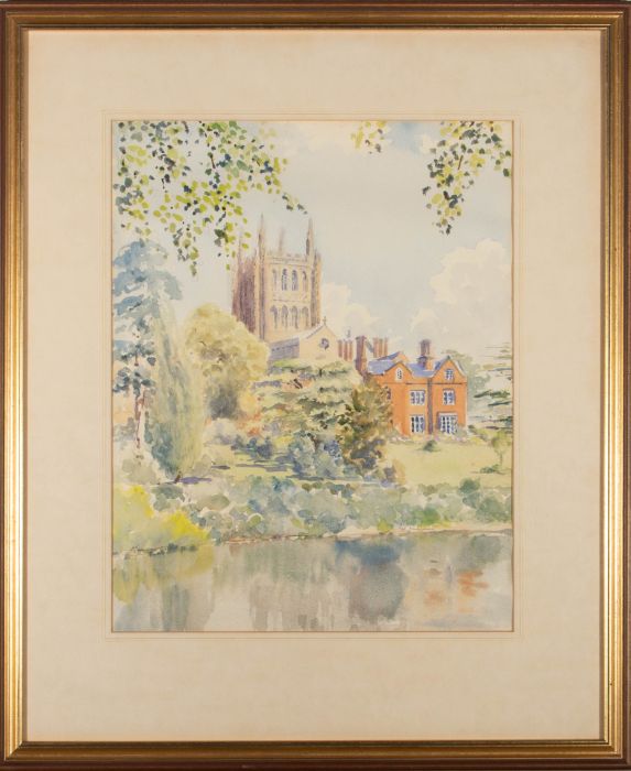 M. Cambell - 20th Century Watercolour, Church by the River