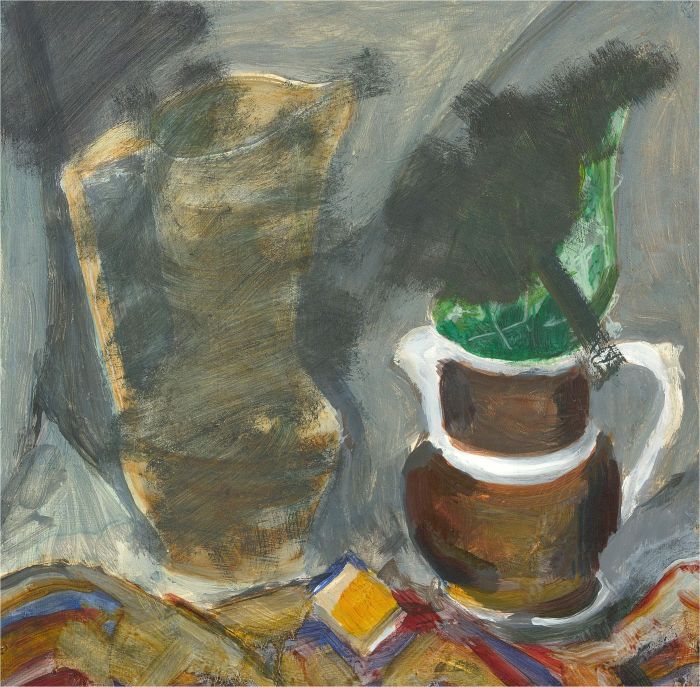 20th Century Oil - Pair Of Earthenware Jugs