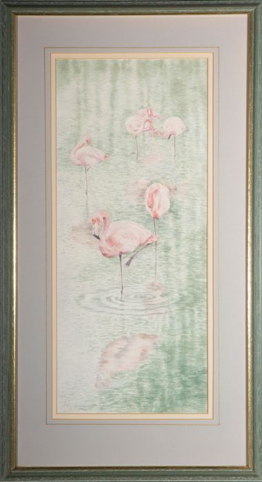 Pam Coombes - 1991 Watercolour, Flamingoes