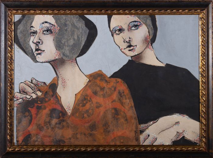 Anthony Lethi  - 20th Century Mixed Media, Two Ladies