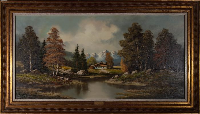Orig E. Kentsch - 20th Century Oil, Mountain Chalet