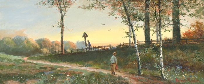 Abdel Kader (1852-1940) - Signed Early 20th Century Gouache, Country Lanes