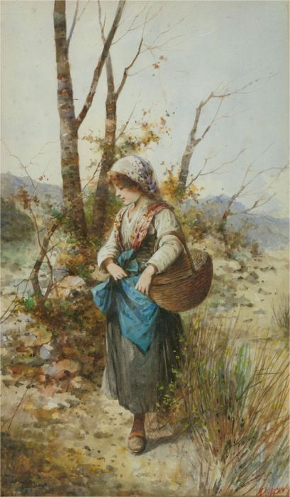 P. Lary  - 19th Century Watercolour, Off to Market