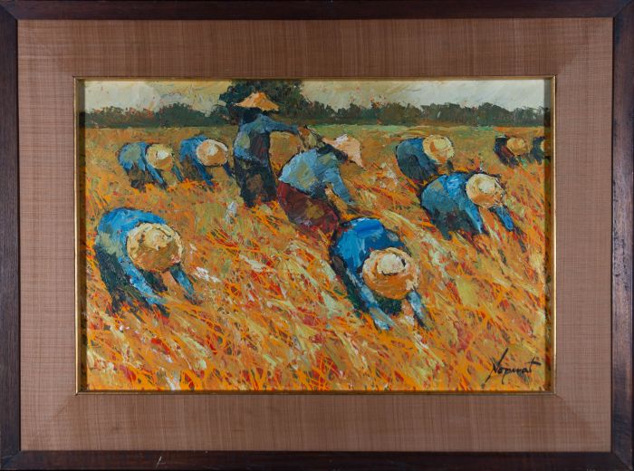Nopar Livisddhi (b.1932) - Signed Mid 20th Century Oil, Workers in the Field