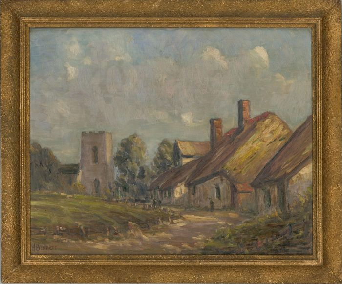Harry Bennett (1879-1955) - Signed  Early 20th Century Oil, Village Scene