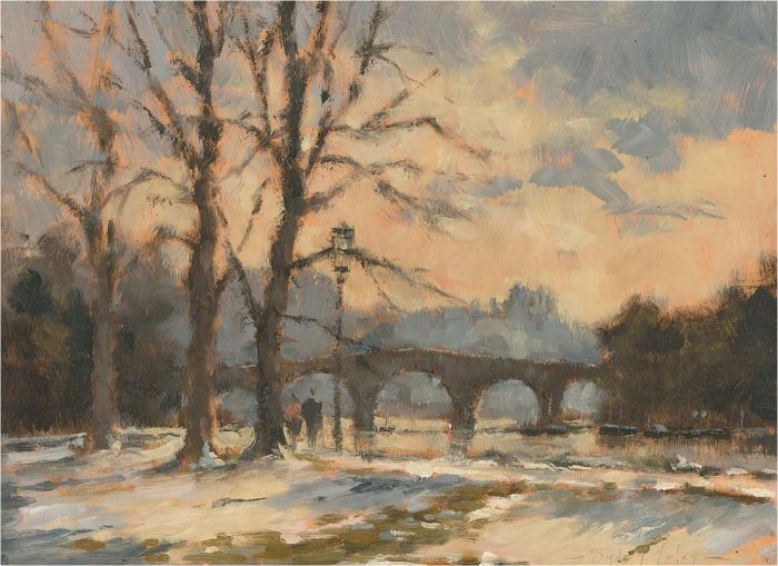 Sydney Foley (1916-2001) - Signed 1986 Oil, Winter Park Scene
