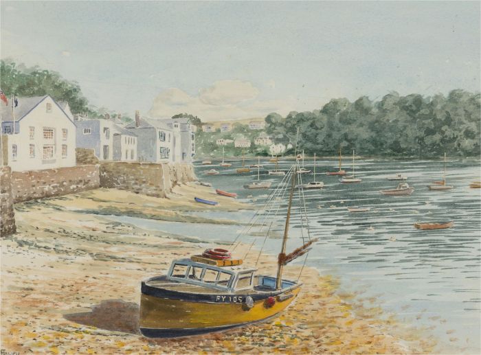 J.A. Pusey - Double-Sided 1994 Watercolour, Fowey and Arundel