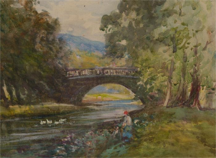 Mid 20th Century Watercolour - River Valley