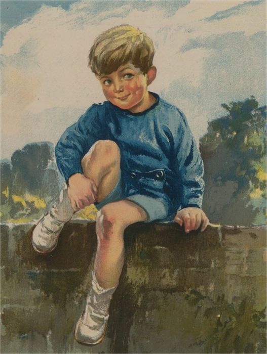 Mid 20th Century Watercolour - Boy in Blue