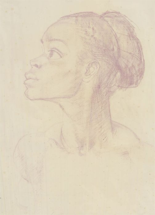 Attrib. George Osmund Caine (1914-2004) - Chalk Pastel Drawing, Woman in Profile