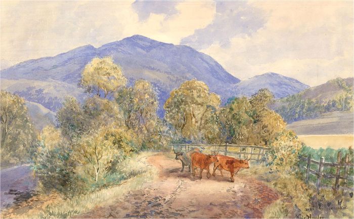 Kale Howden - 1876 Watercolour, Near Killiecrankie, Scotland