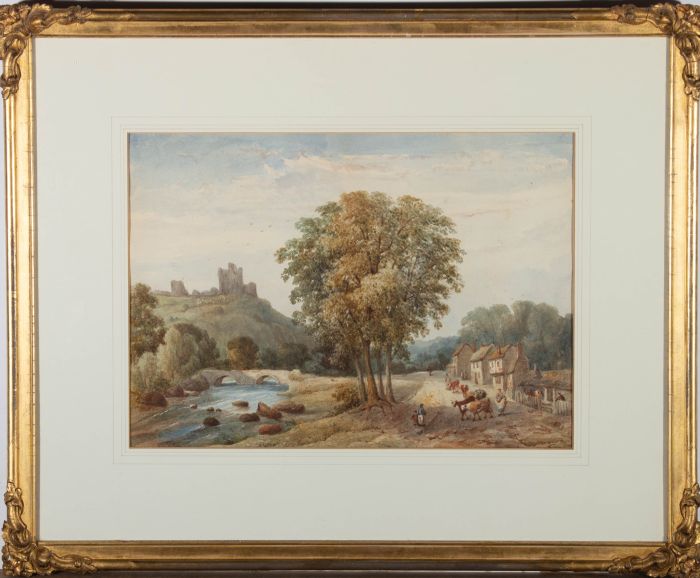 William Walter Wheatley (1811-1885) - Watercolour, Village by the Ruins
