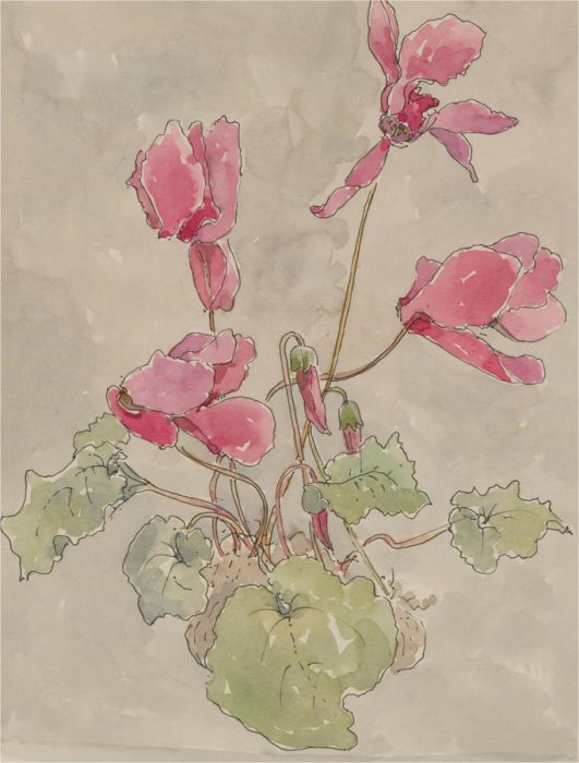 Jill Dickin - 1998 Watercolour, Pink Flowers