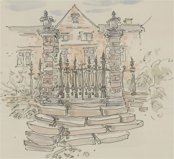 Jill Dickin - 2000 Watercolour, Manor House, Derbyshire