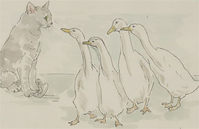 Jill Dickin - Contemporary Watercolour, Ducks and a Cat