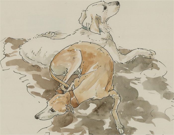 Jill Dickin - Contemporary Watercolour, Two Dogs