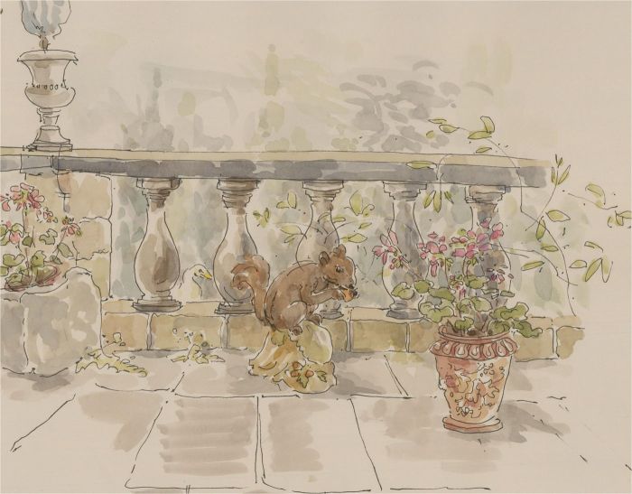 Jill Dickin - 1998 Watercolour, A Cheeky Squirrel