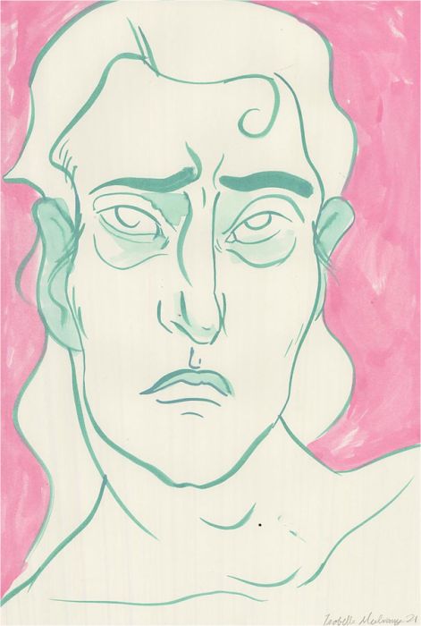 Isabelle Mulvany - 2021 Gouache, Woman In Pink And Teal