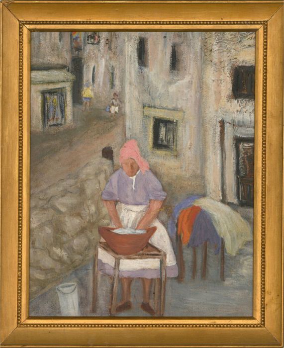 Mid 20th Century Oil - Washer Woman